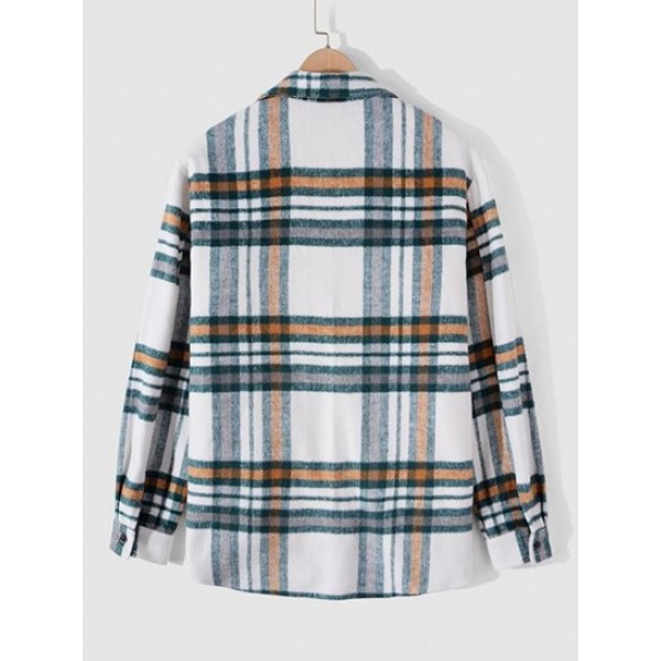 Fuzzy Plaid Pattern Button Fly Shacket Fuzzy Plaid Pattern Button Fly Shacket