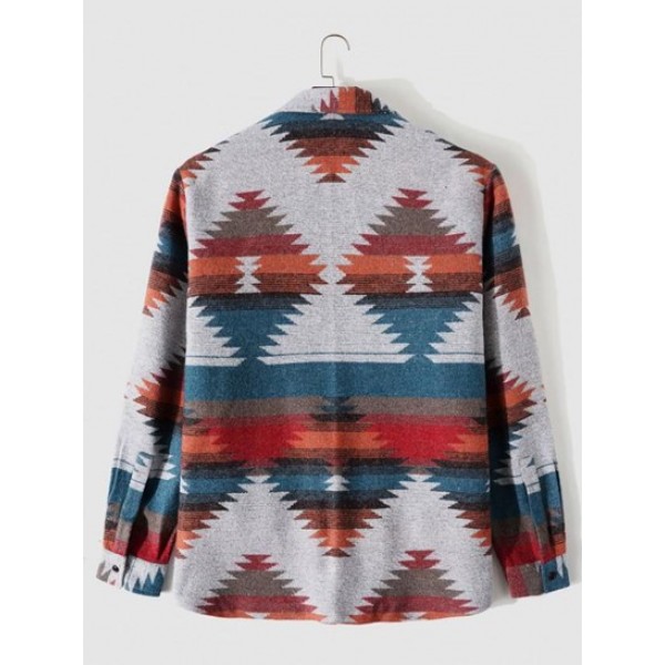 Tribal Geometric Ethnic Aztec Printed Blend Wool Jacket Tribal Geometric Ethnic Aztec Printed Blend Wool Jacket