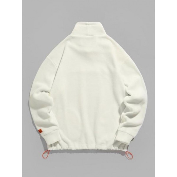 Toggle Drawstring Polar Fleece Fluffy Mock Neck Sweatshirt Toggle Drawstring Polar Fleece Fluffy Mock Neck Sweatshirt