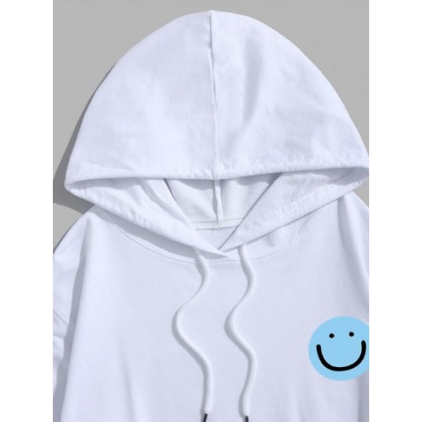 Smile Face And Letter Printed Streetwear Pullover Hoodie Smile Face And Letter Printed Streetwear Pullover Hoodie