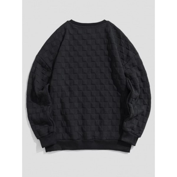 3D Check Printed Bear Patch Design Sweatshirt 3D Check Printed Bear Patch Design Sweatshirt