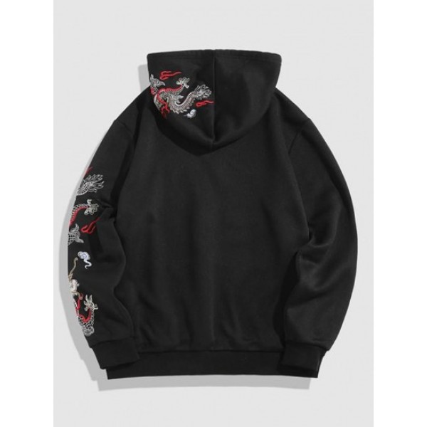Dragon Embroidery Chinoiserie Y2K Aesthetic Hoodie Dragon Embroidery Chinoiserie Y2K Aesthetic Hoodie