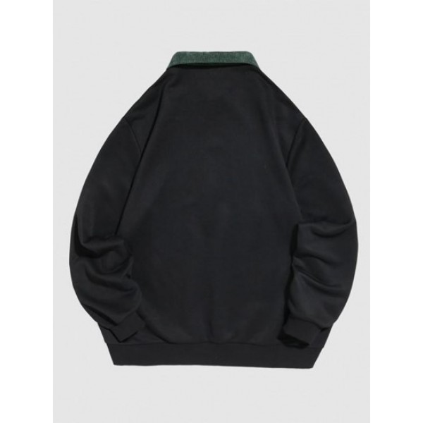BROOKLYN NEW YORK Half Zip Corduroy Sweatshirt BROOKLYN NEW YORK Half Zip Corduroy Sweatshirt