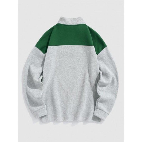 Quarter Zip AMERICA Colorblock Fleece Lining Sweatshirt Quarter Zip AMERICA Colorblock Fleece Lining Sweatshirt