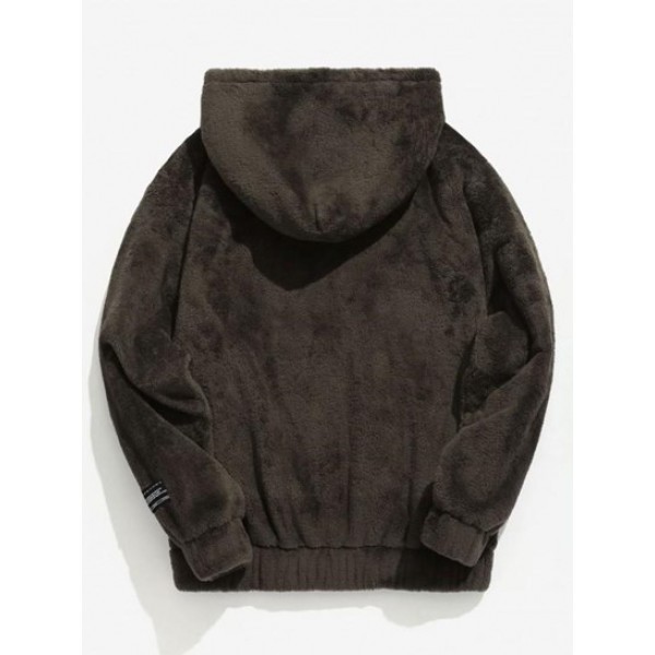 Solid Pouch Pocket Fleece Fluffy Hoodie Solid Pouch Pocket Fleece Fluffy Hoodie