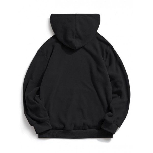 Letter Vintage Graphic Embroidered Fleece Mask Hoodie Letter Vintage Graphic Embroidered Fleece Mask Hoodie