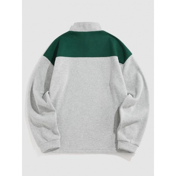 Streetwear Vintage ALASKA Graphic Eagle Printed Colorblock Fleece Quarter Zip Sweatshirt Streetwear Vintage ALASKA Graphic Eagle Printed Colorblock Fleece Quarter Zip Sweatshirt