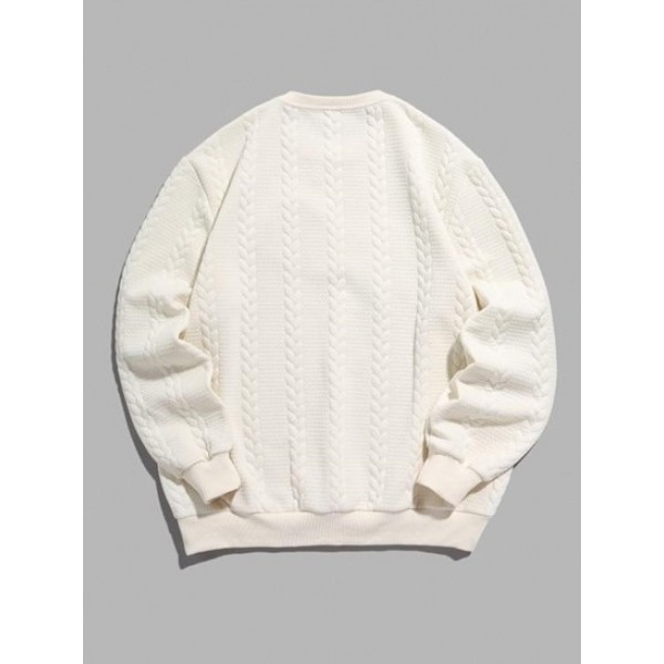 Alphabet N Embroidery Jacquard Knitted Pullover Sweatshirt Alphabet N Embroidery Jacquard Knitted Pullover Sweatshirt