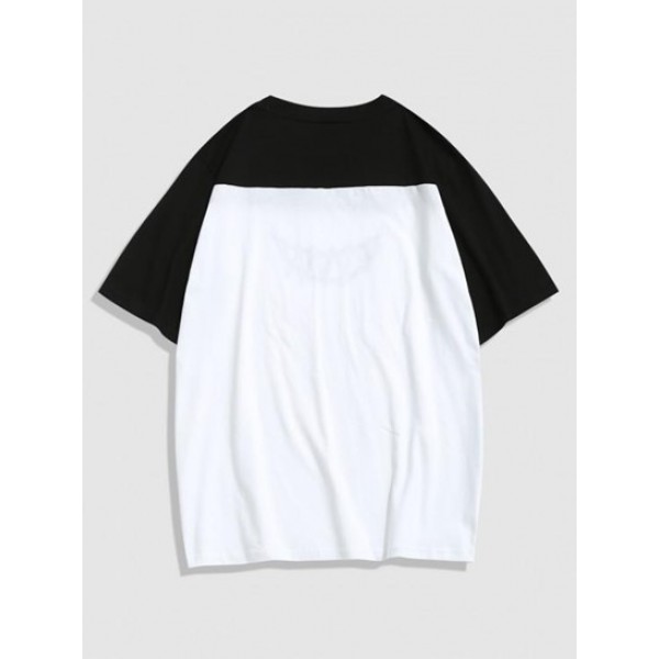 Cartoon Face Print Contrast T-shirt Cartoon Face Print Contrast T-shirt