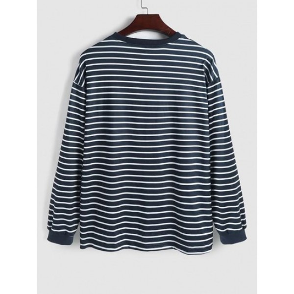 Striped Pattern Casual Long Sleeve T-shirt Striped Pattern Casual Long Sleeve T-shirt