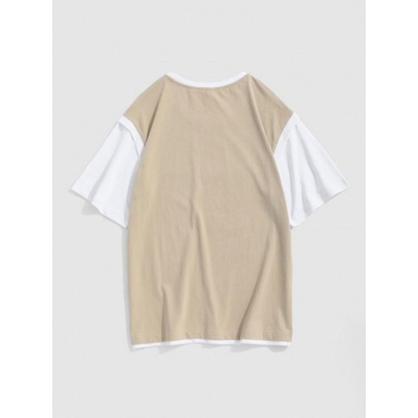 Faux Twinset Color Spliced Streetwear T-shirt Faux Twinset Color Spliced Streetwear T-shirt