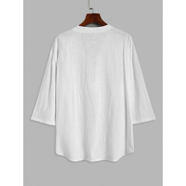 Lace Up Solid Color Mid-Sleeve T Shirt Lace Up Solid Color Mid-Sleeve T Shirt