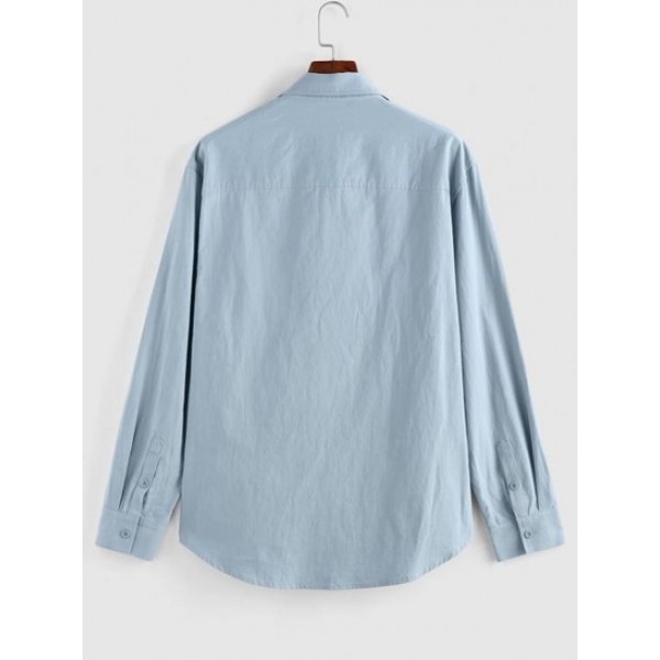 Letters Graphic Embroidered Double Pockets Shirt Letters Graphic Embroidered Double Pockets Shirt