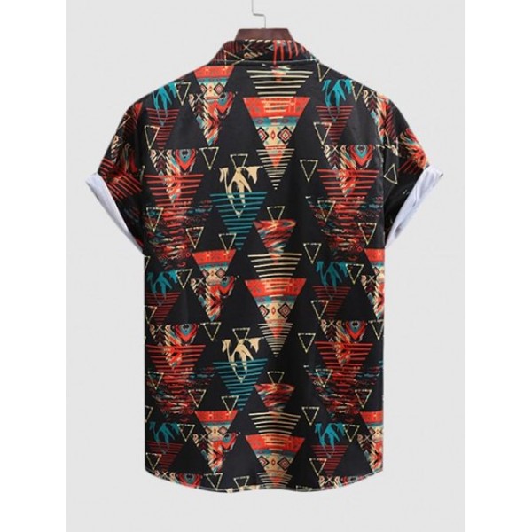 Triangle Print Short Sleeve Button Casual Shirt Triangle Print Short Sleeve Button Casual Shirt