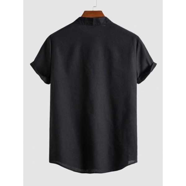 Half Button Solid Color Short Sleeve Shirt Half Button Solid Color Short Sleeve Shirt