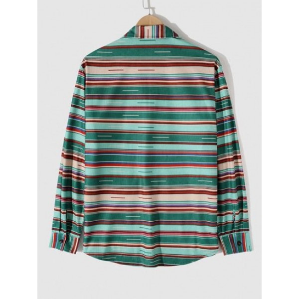Flap Pockets Stripes Cargo Shirt Flap Pockets Stripes Cargo Shirt