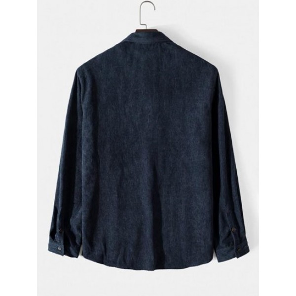 Colorblock Front Pocket Corduroy Long Sleeves Shirt Colorblock Front Pocket Corduroy Long Sleeves Shirt