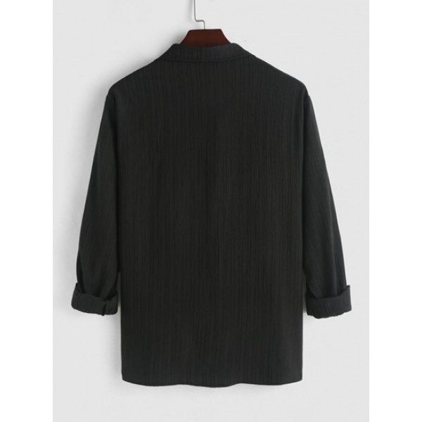 Long Sleeves Solid Color Textured Shirt Long Sleeves Solid Color Textured Shirt