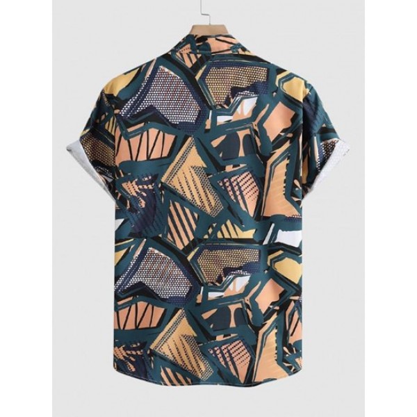 Irregular Pattern Print Short Sleeve Shirt Irregular Pattern Print Short Sleeve Shirt