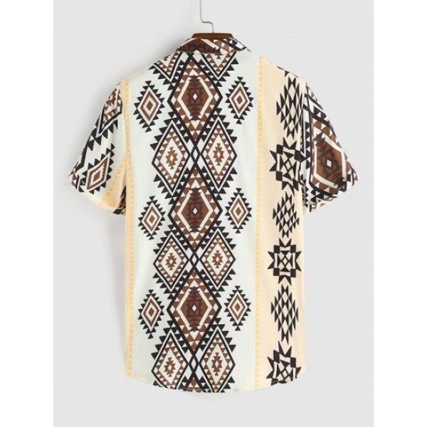 Ethnic Aztec Print Button Up Shirt Ethnic Aztec Print Button Up Shirt