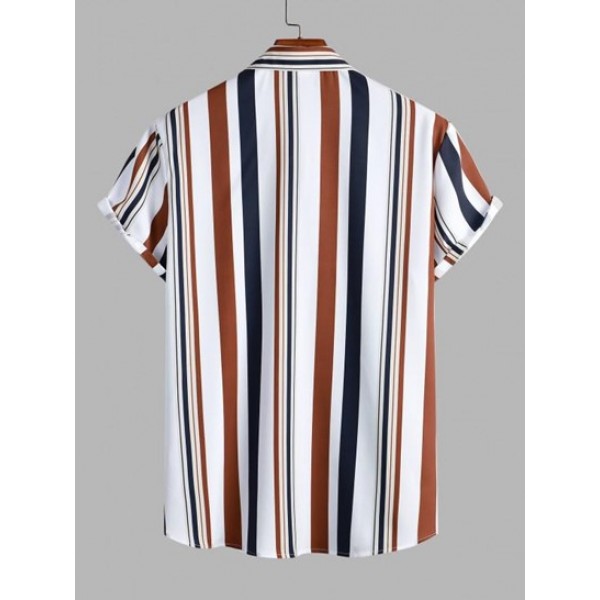Vertical Mixed Stripes Button Up Shirt Vertical Mixed Stripes Button Up Shirt