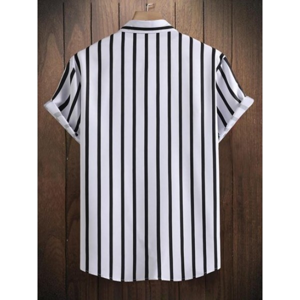 Button Up Striped Short Sleeve Shirt Button Up Striped Short Sleeve Shirt