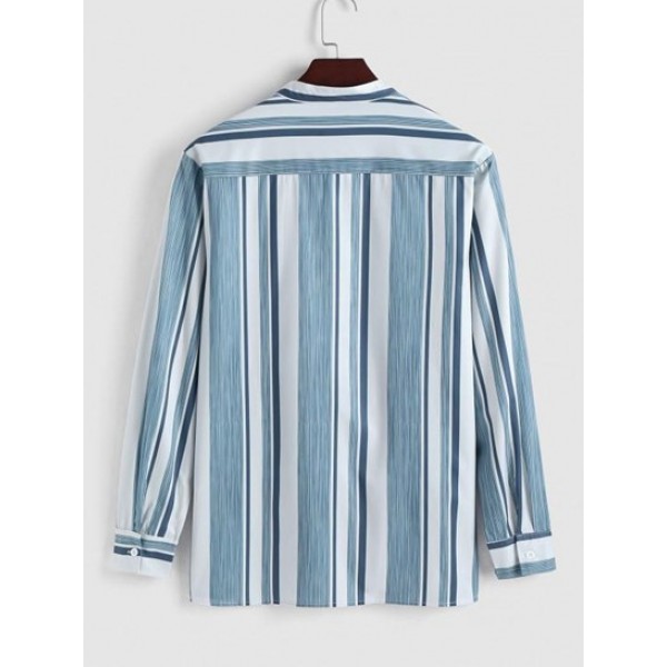 Half Button Irregular Striped Shirt Half Button Irregular Striped Shirt