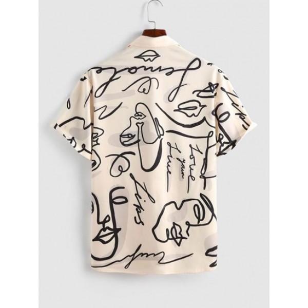 Graffiti Rose Printed Casual Shirt Graffiti Rose Printed Casual Shirt