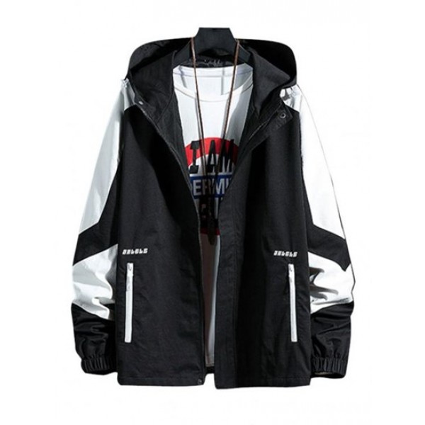 Two Tone Hooded Zip Pocket Jacket Two Tone Hooded Zip Pocket Jacket