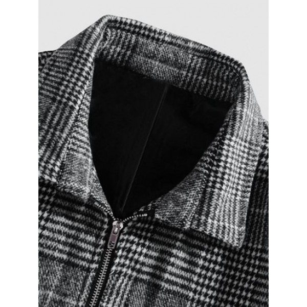 Houndstooth Pattern Casual Zip Jacket Houndstooth Pattern Casual Zip Jacket