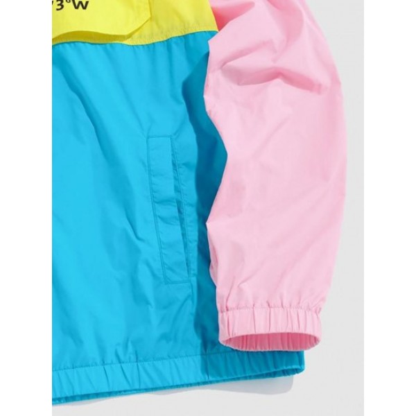 Quarter Zipper Design Colorblock Hooded Windbreaker Quarter Zipper Design Colorblock Hooded Windbreaker