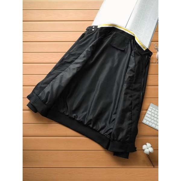 Stand Collar Zip Up Pocket Solid Color Jacket Stand Collar Zip Up Pocket Solid Color Jacket