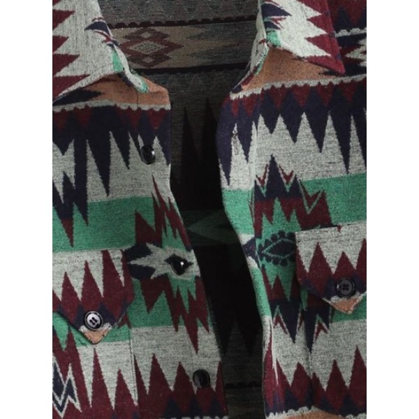 Streetwear Tribal Ethnic Aztec Printed Pocket Vintage Jacket Streetwear Tribal Ethnic Aztec Printed Pocket Vintage Jacket