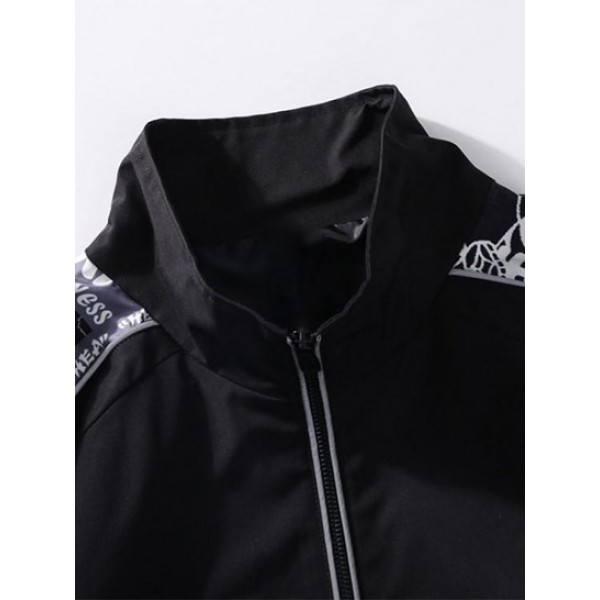 Tribal Floral Raglan Sleeve Reflective Design Bomber Jacket Tribal Floral Raglan Sleeve Reflective Design Bomber Jacket