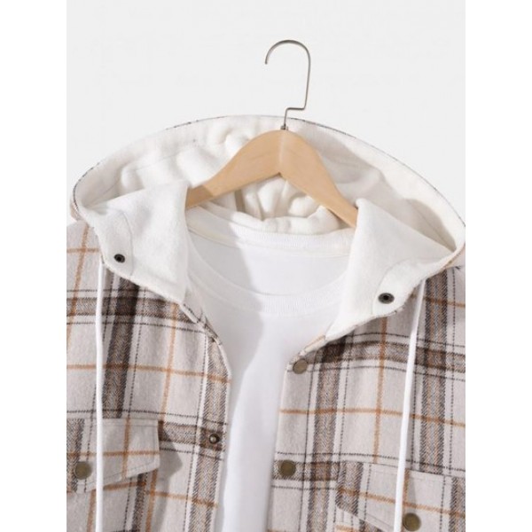 Double Pockets Design Fluffy Fleece-lined Hooded Jacket Double Pockets Design Fluffy Fleece-lined Hooded Jacket
