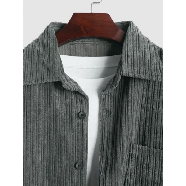 Solid Color Button Fly Corduroy Shacket Solid Color Button Fly Corduroy Shacket