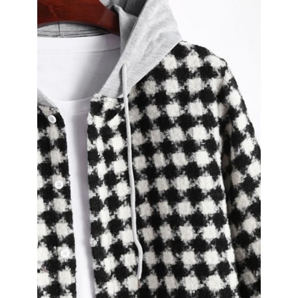 Houndstooth Tweed Hooded Coat Houndstooth Tweed Hooded Coat