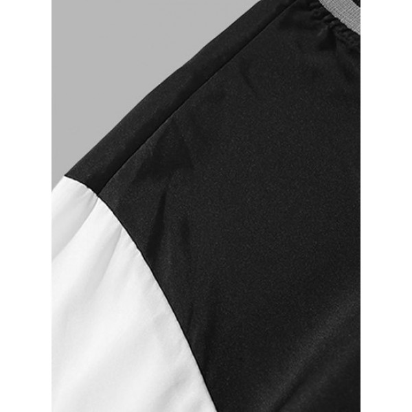 Colorblock Letter Embroidered Baseball Varsity Jacket Colorblock Letter Embroidered Baseball Varsity Jacket