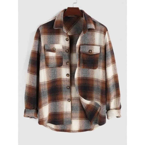 Check Tweed Flap Pockets Shacket Check Tweed Flap Pockets Shacket