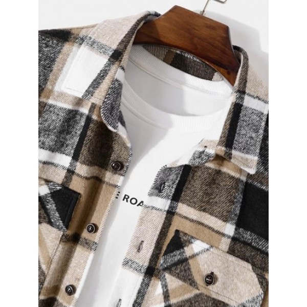 Plaid Pattern Pocket Patch Shacket Plaid Pattern Pocket Patch Shacket