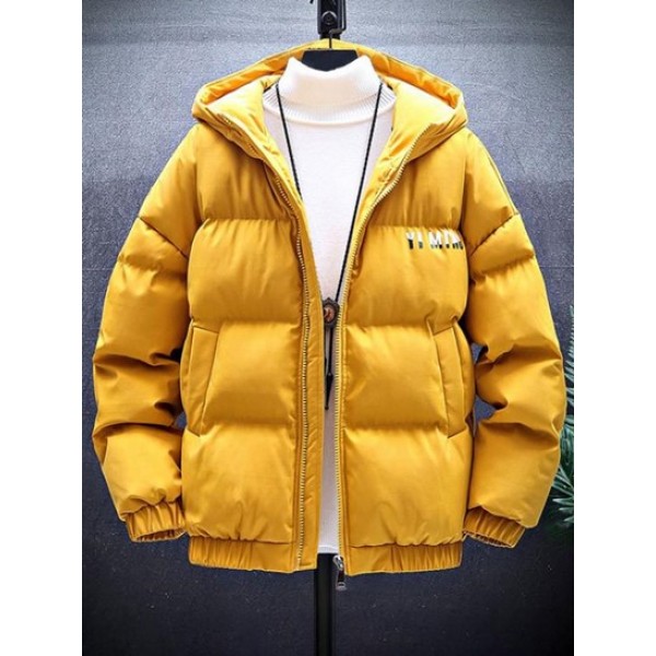 Zip Up Letter Graphic Pockets Puffer Coat Zip Up Letter Graphic Pockets Puffer Coat