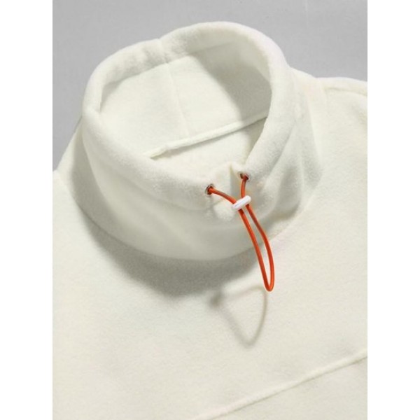 Toggle Drawstring Polar Fleece Fluffy Mock Neck Sweatshirt Toggle Drawstring Polar Fleece Fluffy Mock Neck Sweatshirt