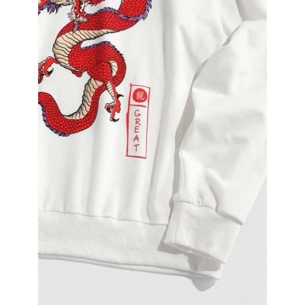 Streetwear Dragon Spirit Print Graphic Sweatshirt Streetwear Dragon Spirit Print Graphic Sweatshirt