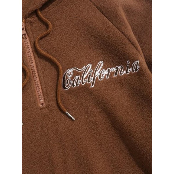 Vintage Half Zip California Embroidered Polar Fleece Hoodie Vintage Half Zip California Embroidered Polar Fleece Hoodie