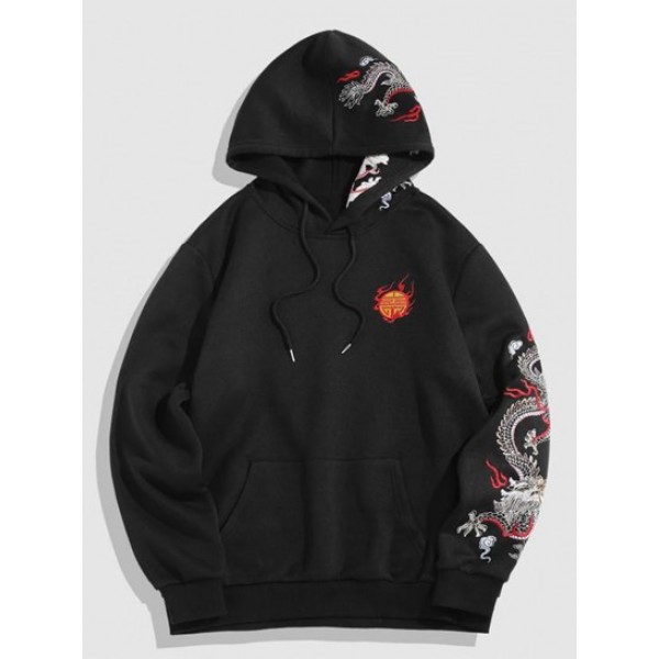 Dragon Embroidery Chinoiserie Y2K Aesthetic Hoodie Dragon Embroidery Chinoiserie Y2K Aesthetic Hoodie