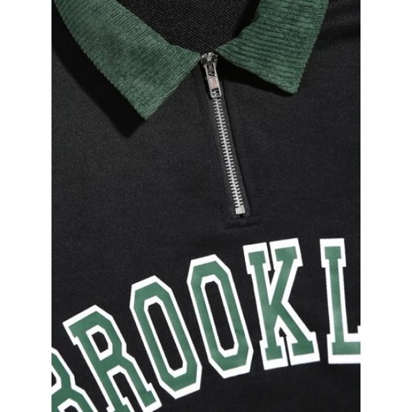 BROOKLYN NEW YORK Half Zip Corduroy Sweatshirt BROOKLYN NEW YORK Half Zip Corduroy Sweatshirt