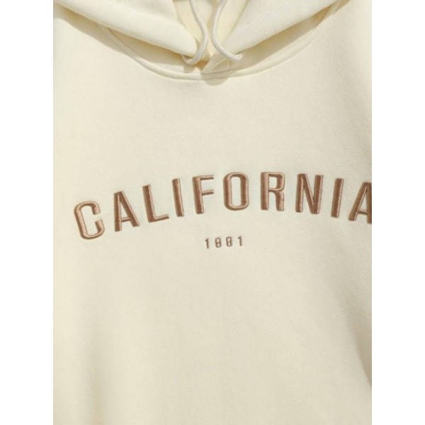 Embroidery CALIFORNIA Fleece Lining Essentials Hoodie Embroidery CALIFORNIA Fleece Lining Essentials Hoodie