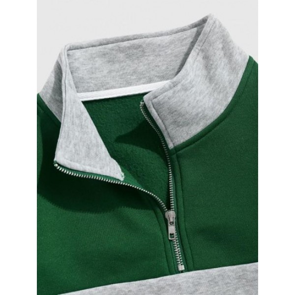 Quarter Zip AMERICA Colorblock Fleece Lining Sweatshirt Quarter Zip AMERICA Colorblock Fleece Lining Sweatshirt