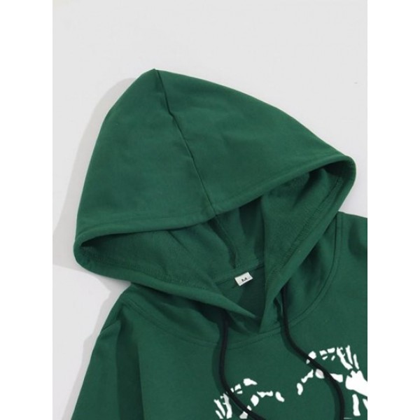 Halloween Heart Shape Skeleton Hands Pattern Pullover Hoodie Halloween Heart Shape Skeleton Hands Pattern Pullover Hoodie