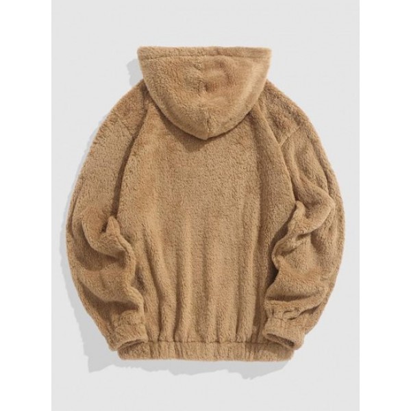 Bear Pattern Pullover Fluffy Teddy Hoodie Bear Pattern Pullover Fluffy Teddy Hoodie
